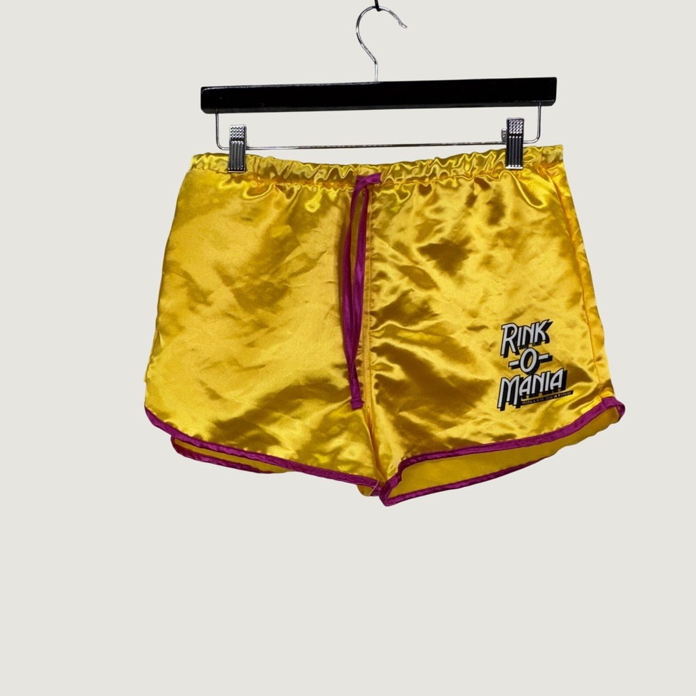 Netflix Stranger Things Shorts Sz M Yellow Rink-O-Mania Retro 80s Satin Cosplay